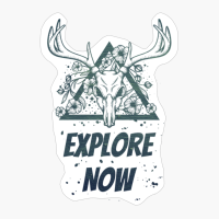 Explore Now Deer Skull With Flowers Design With Dark Green ColorsCopy Of Grey Design