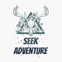 Seek Adventure Deer Skull With Flowers Design With Dark Green Colors