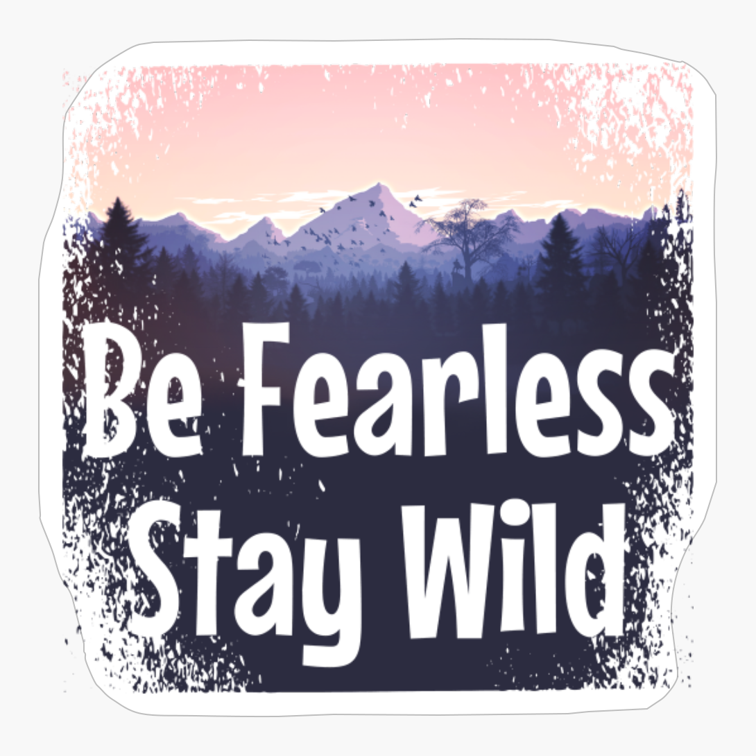 BE FEARLESS STAY WILD Dead Deer Skull Triangle With Flowers With Dark Green Forest Colors