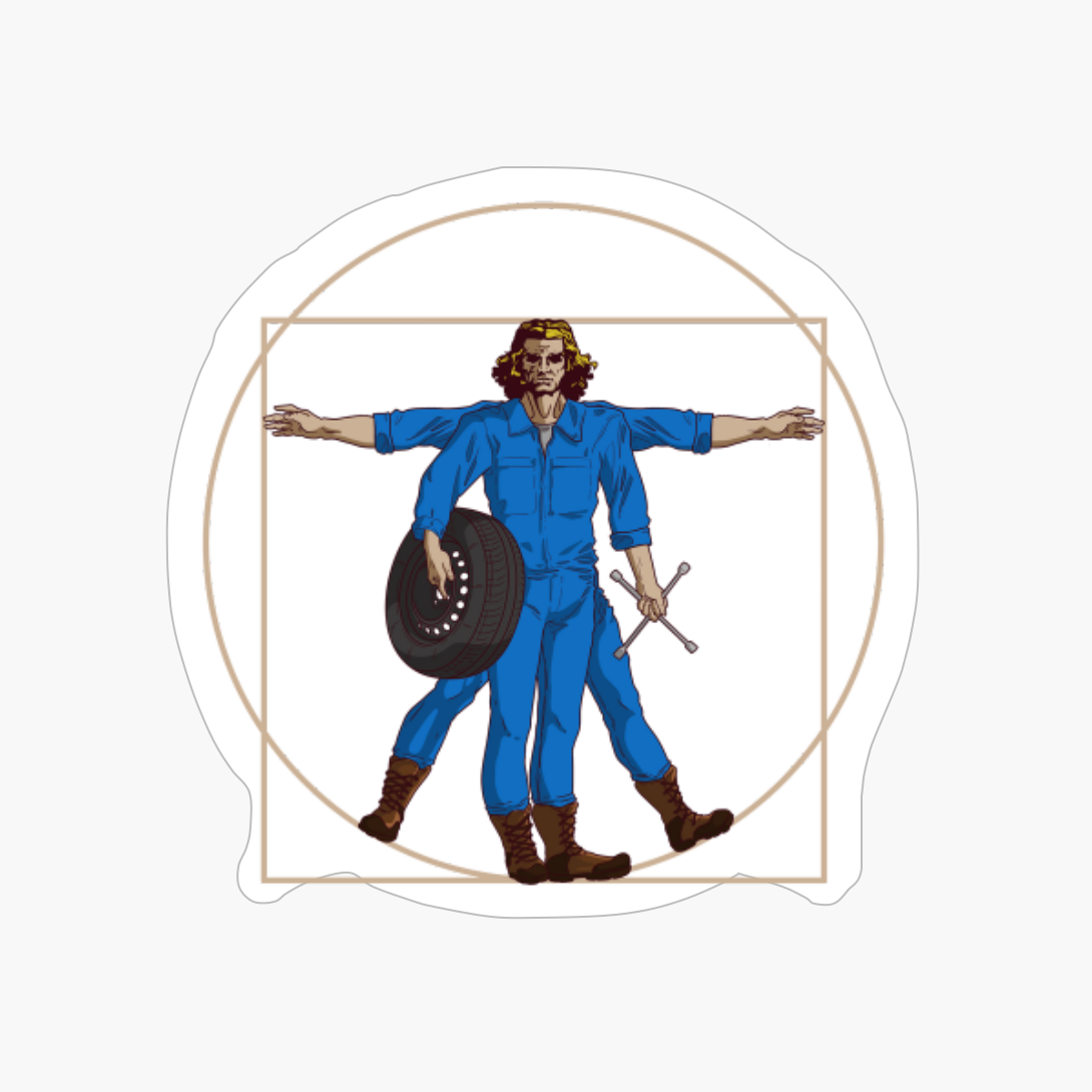 Da Vinci Vitruvian Man Car Mechanic Shirt Mechanic Gift Idea