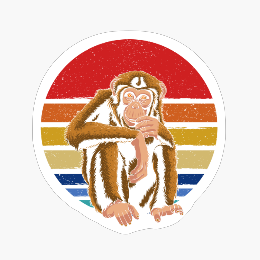 Retro Vintage Chimpanzee Monkey Wild Forest Animal Gift Idea