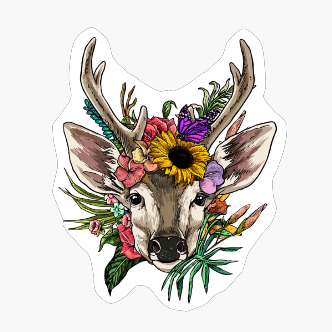 Floral Deer Spring Nature Lovers Gift For Women & Men