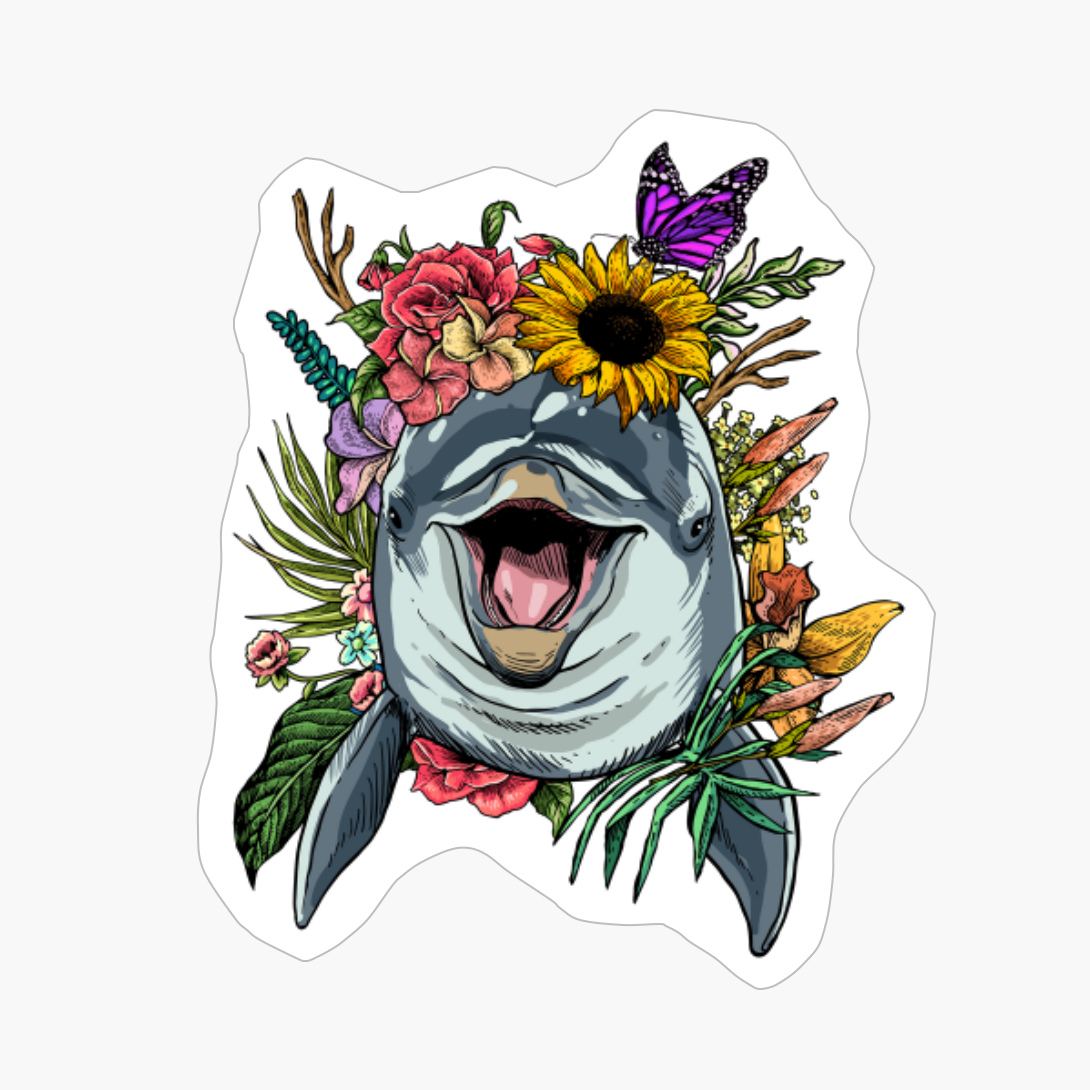 Floral Dolphin Spring Nature Lovers Gift For Women Men