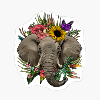 Floral Elephant Spring Nature Lovers Gift Women Men