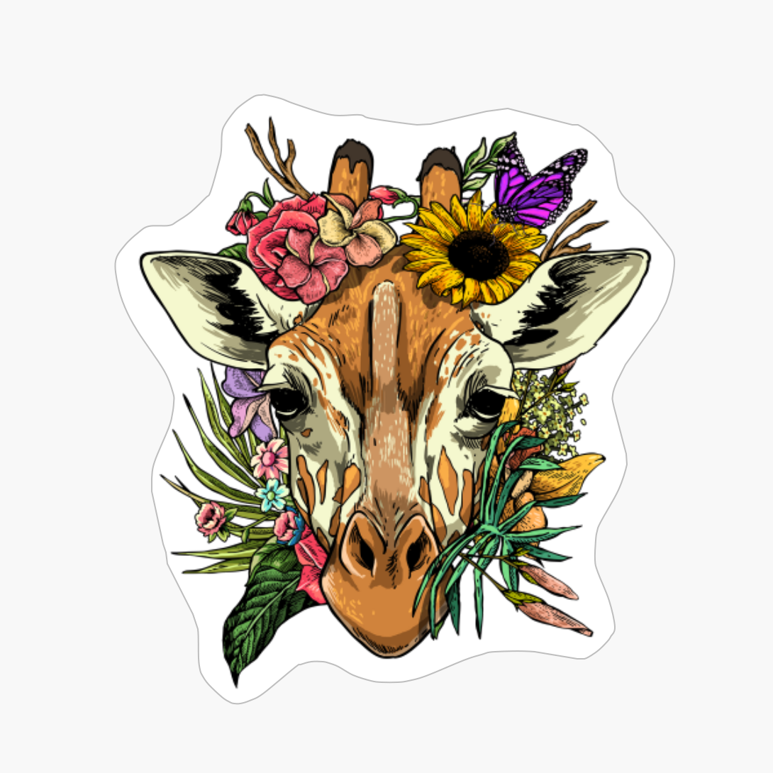 Floral Giraffe Spring Nature Lovers Gift Women Men