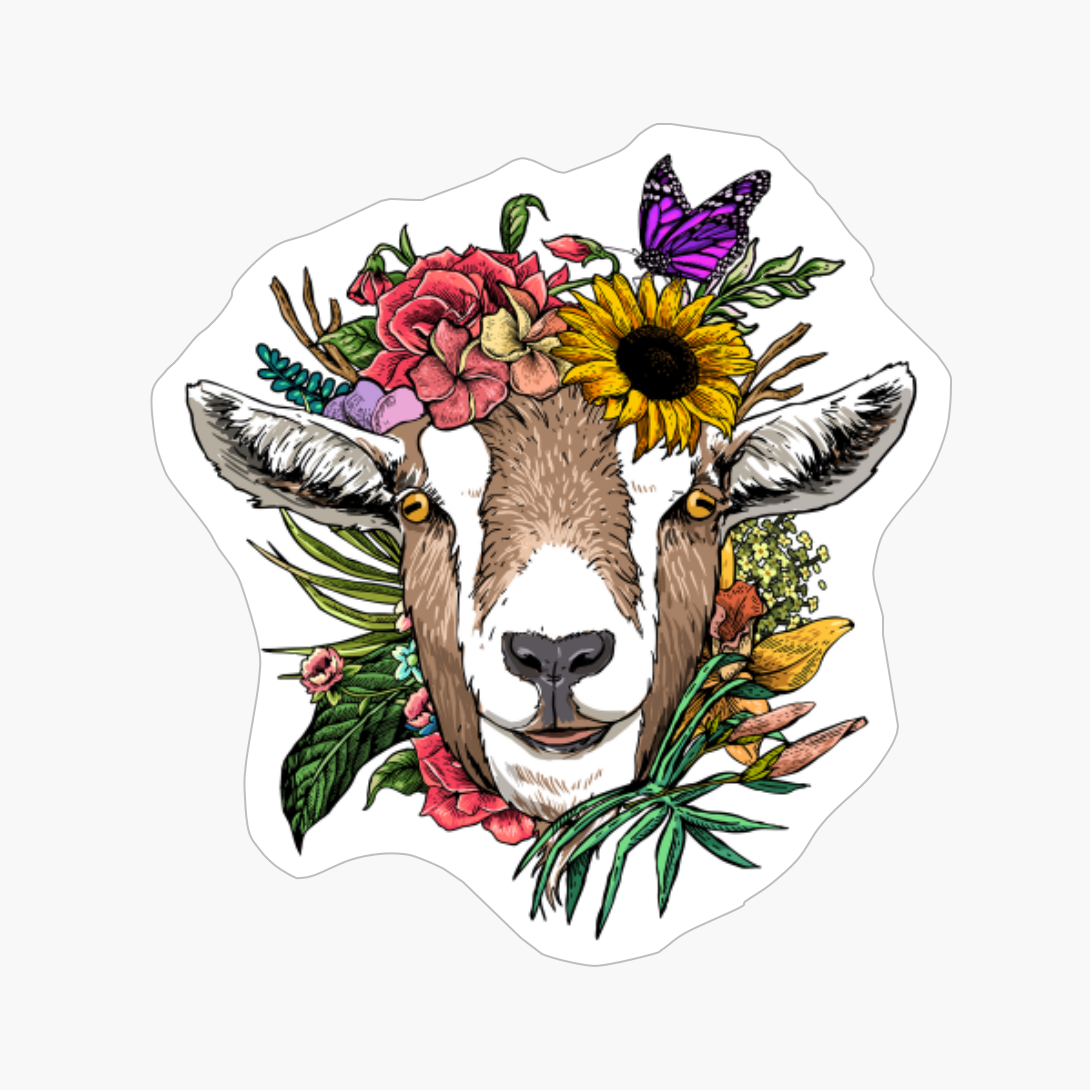 Floral Goat Spring Nature Lovers Gift For Women & Men