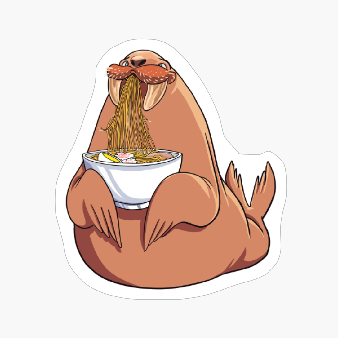 Walrus Eating Ramen Shirt Kawaii Walrus Japanese Noodle Gift