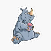 Kawaii Rhinoceros Drinking Bubble Tea Rhinos Lovers Gift