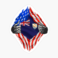 Super Anguillian Heritage Anguilla Roots USA Flag Gift
