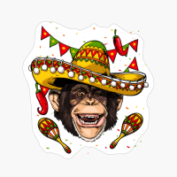 Cinco De Mayo Chimpanzee Mexican Sombrero Chimpanzee Gifts