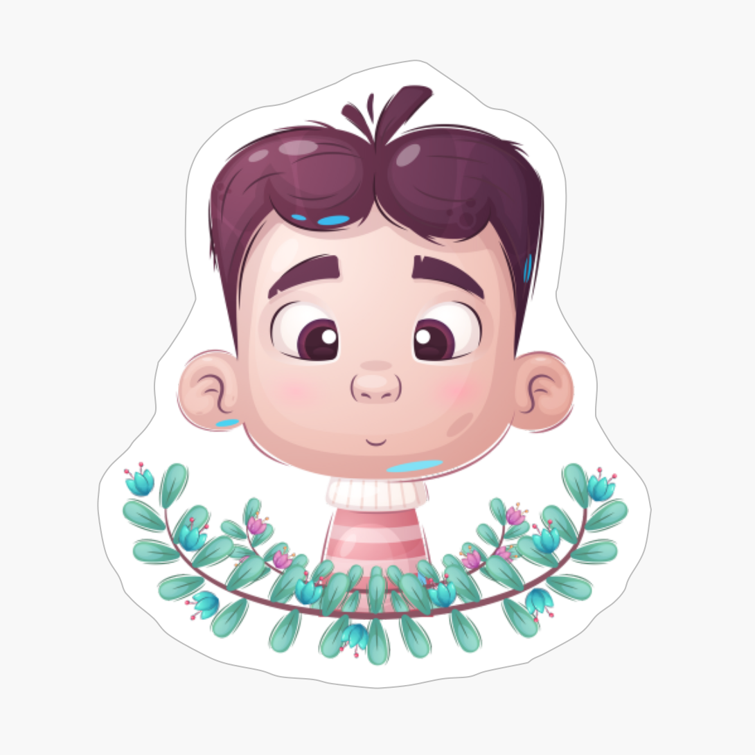 Blushing Boy- Cute Cartoon Print