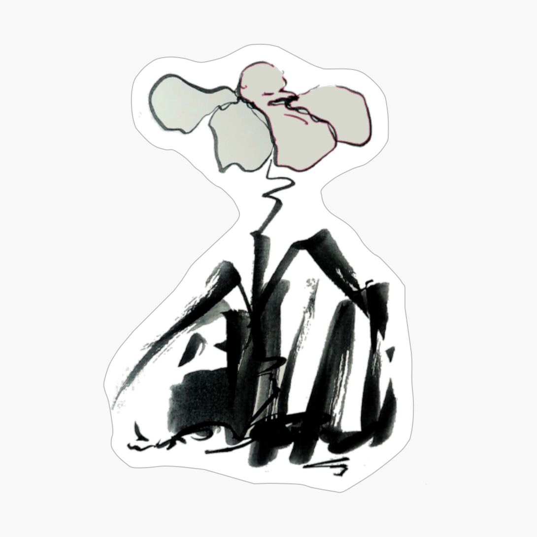 Sumie Drawing Black Ink Drawing Traditional Asian Art Of A Flower By Manuelunsui