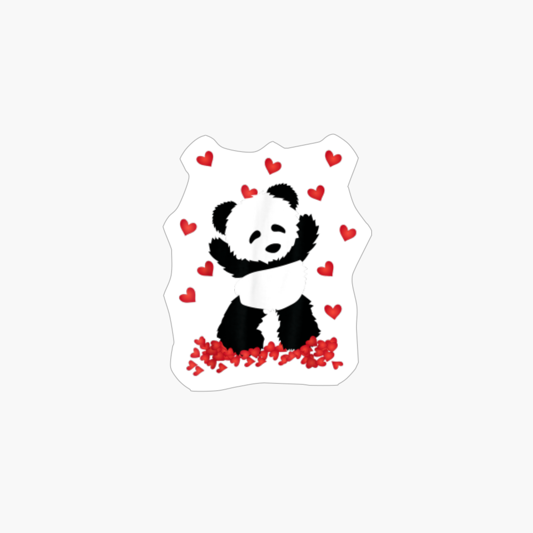 Panda Heart Valentines Day Girls Kids Women Bear Lover