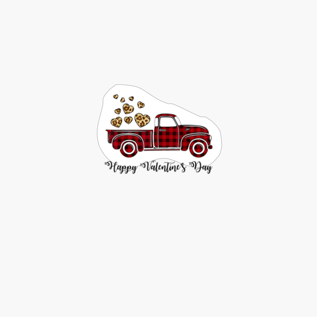 Ph Leopard Red Plaid Truck Valentines