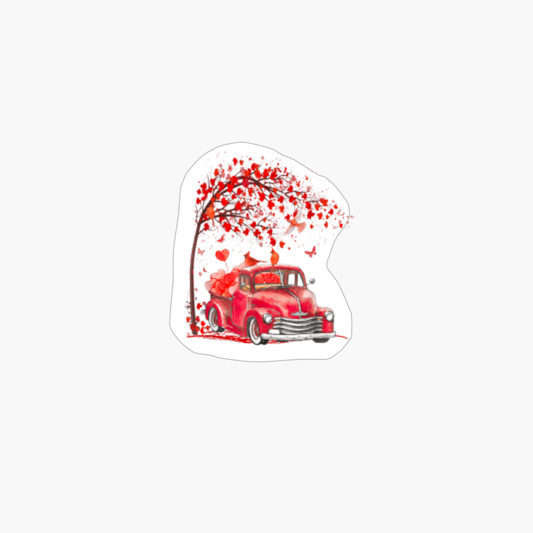 Red Truck Happy Valentines Day Cute Couple Matching