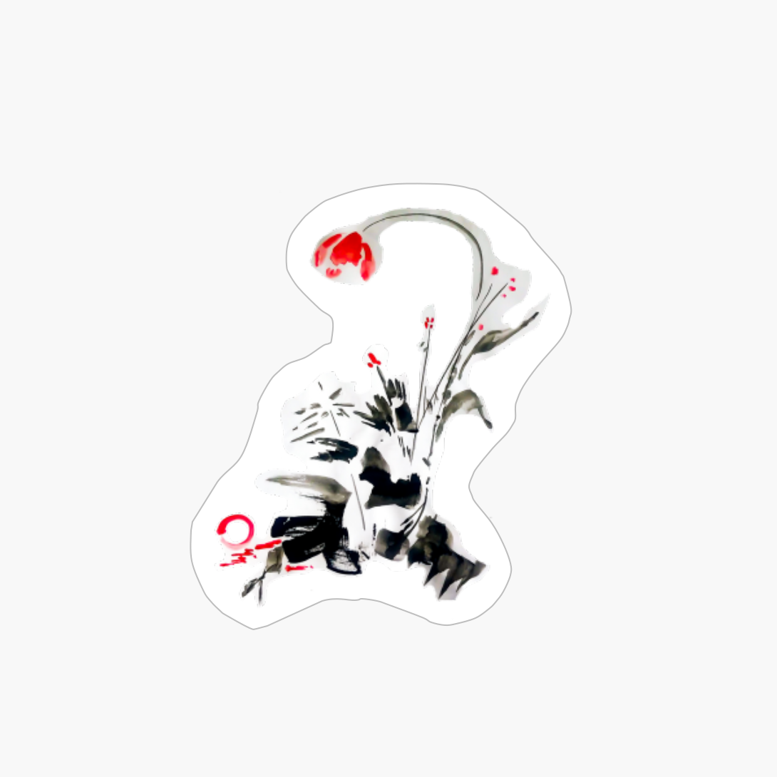 Red Flower By The Pond