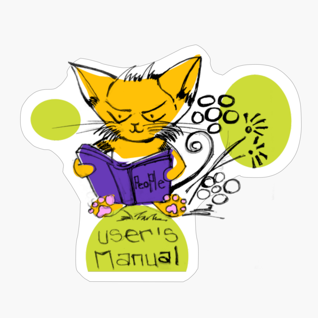 Gato Leyendo El Manual De Usuario De Las Personas